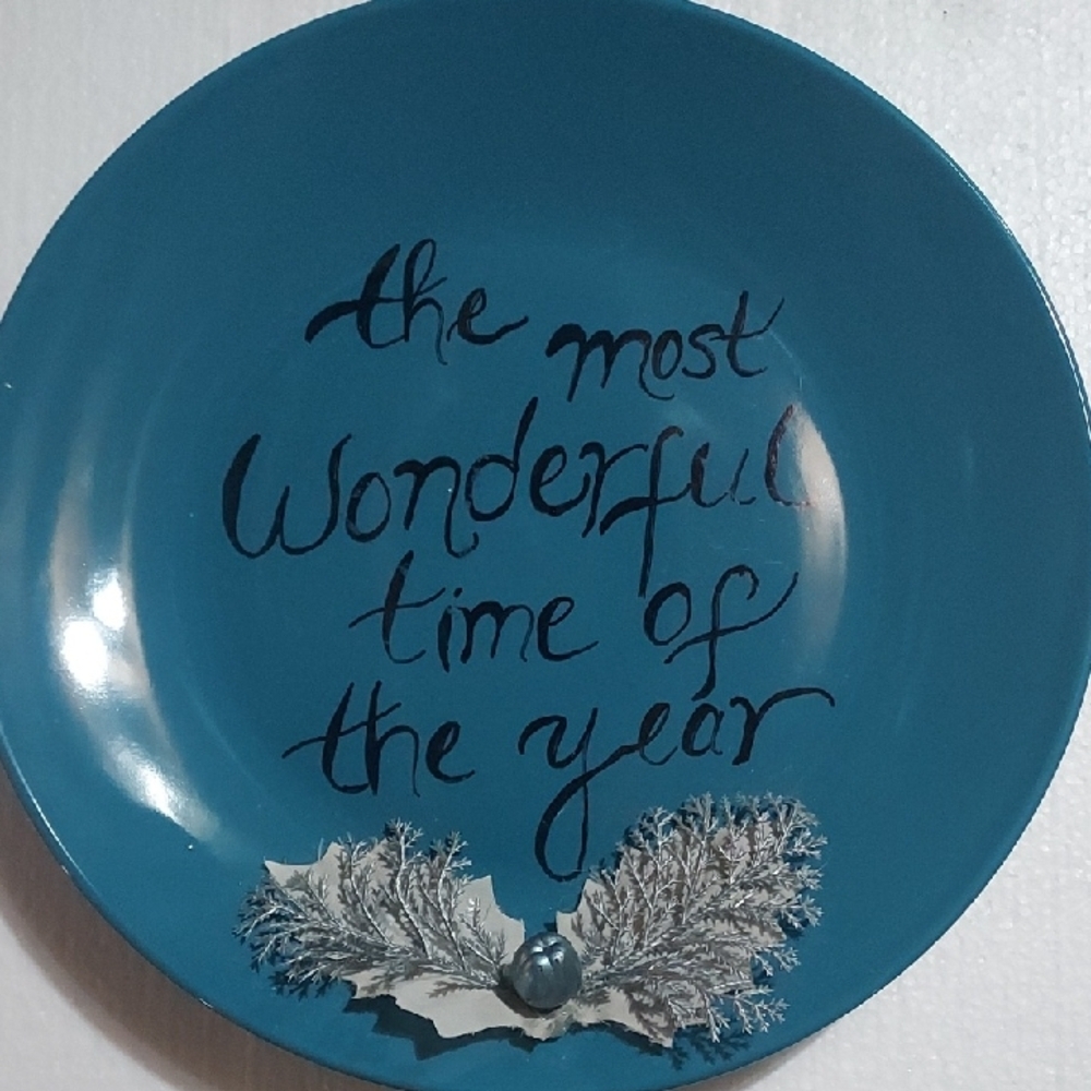 Festive Blue Decorative Plate